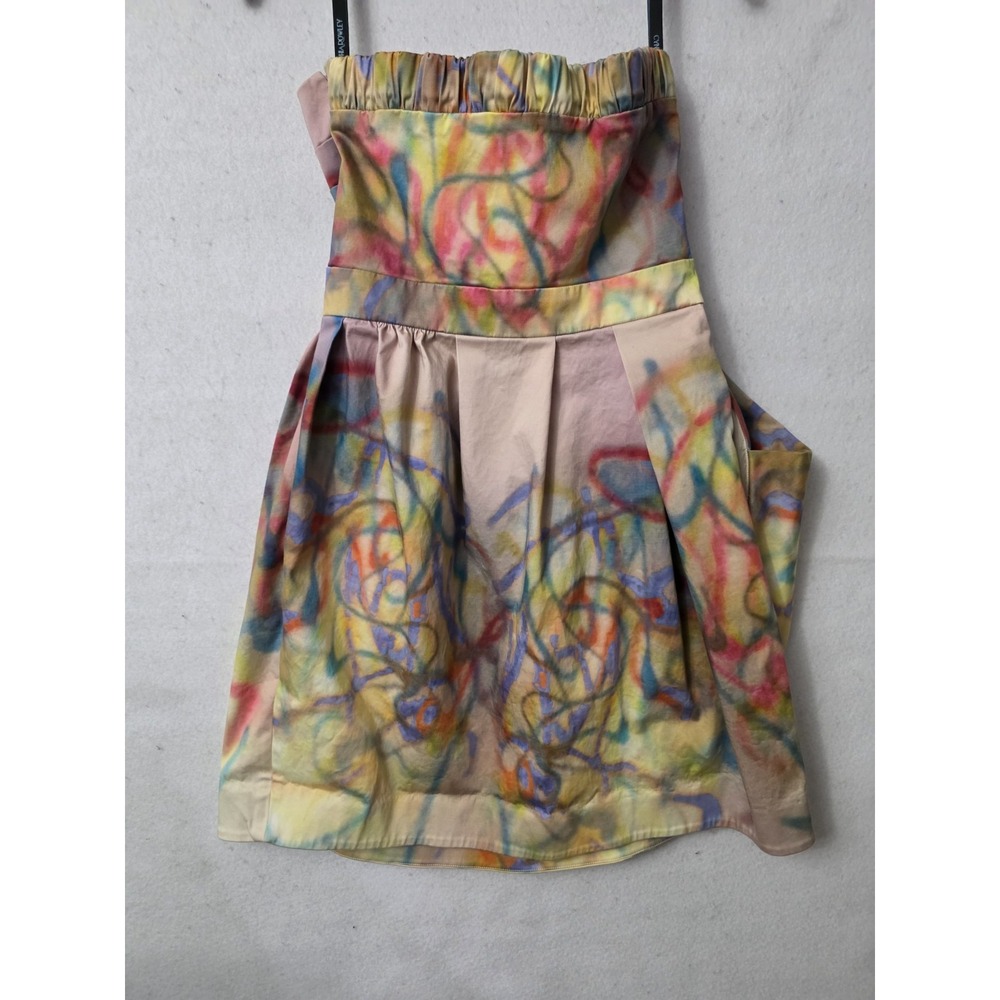 Cynthia Rowley Strapless Pastel Multicolor Bubble Dress Graffitti Detail - Picture 3 of 7